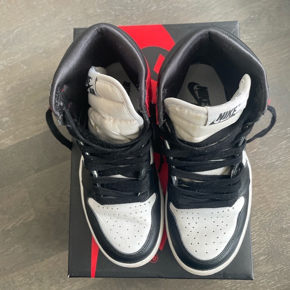 Satin Red and Black Air Jordan 1’s - Picture 5 of 5